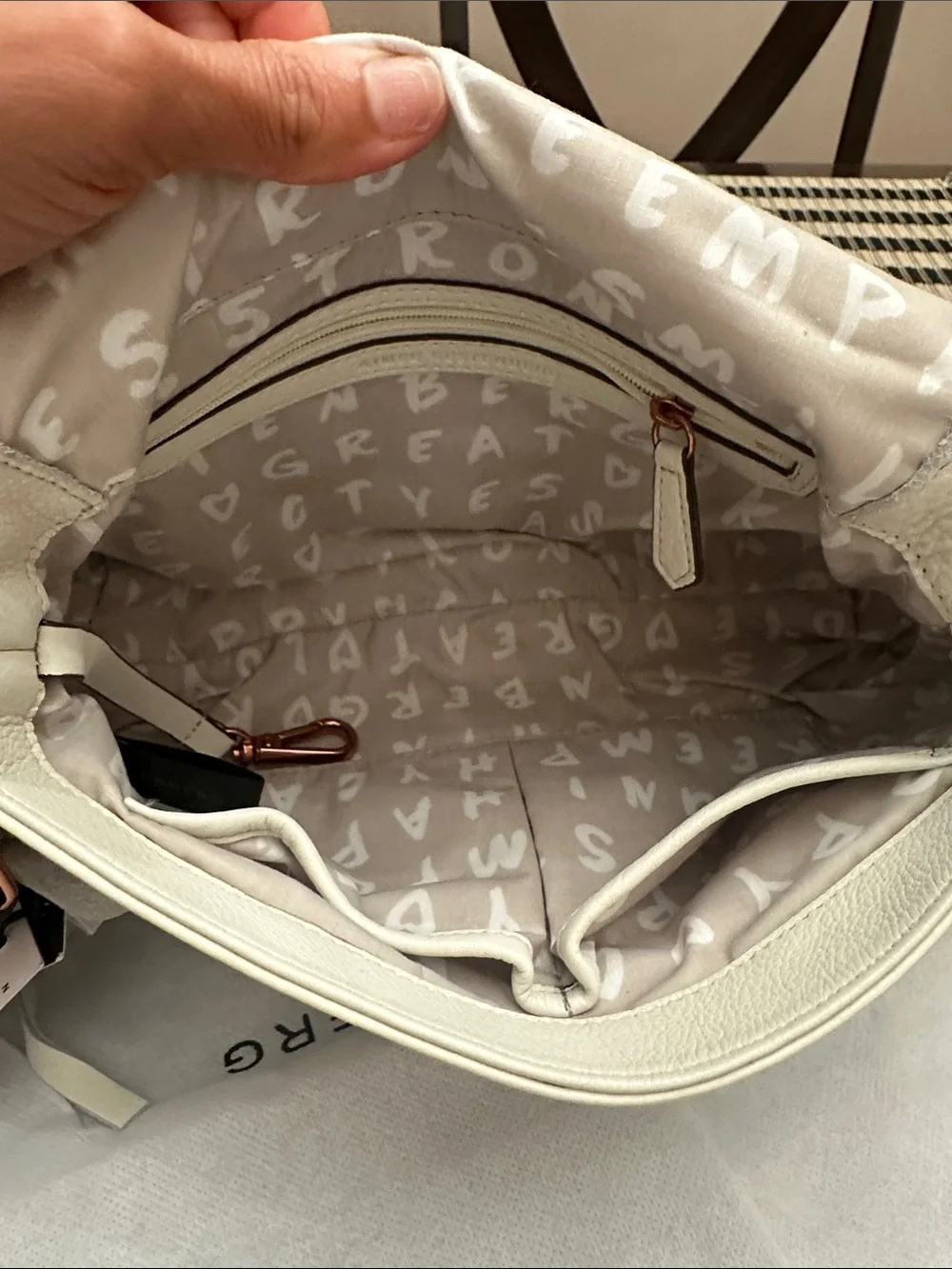 Aimee Kestenberg Cream Great Escape Crossbody Bag with Rose Gold Accents